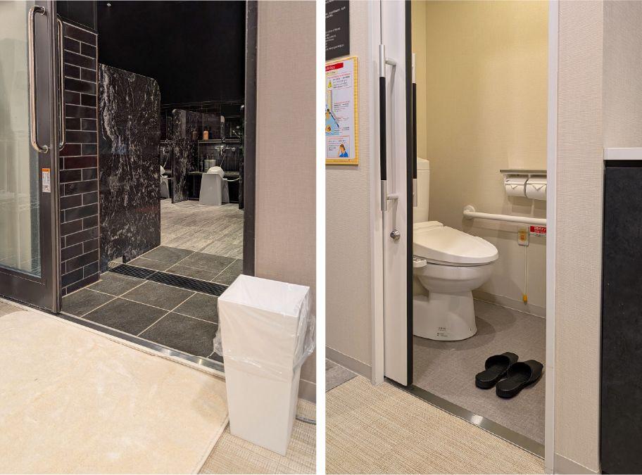 大浴場(男性)浴室出入口とトイレ*段差なし