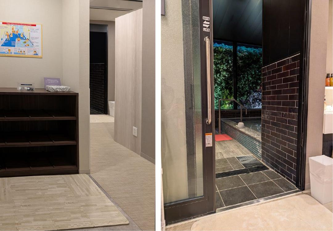 大浴場(女性)風呂出入口廊下と浴室出入口*段差はありません